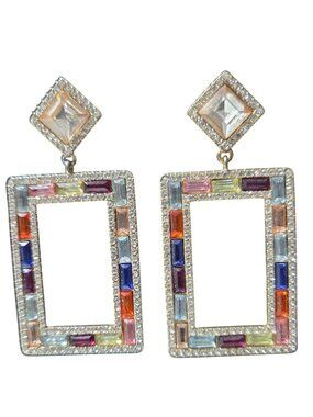 Art Deco Rhinestone Geometric Drop Earrings Statement Fashion Jewelry Women